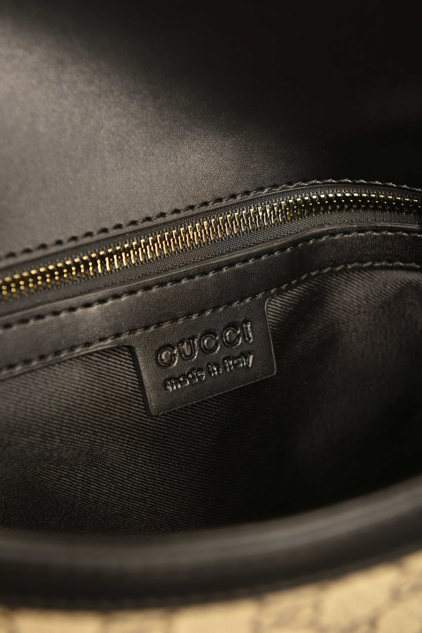 Gucci lady web Horsebit canvas black  (26cm x 24cm)