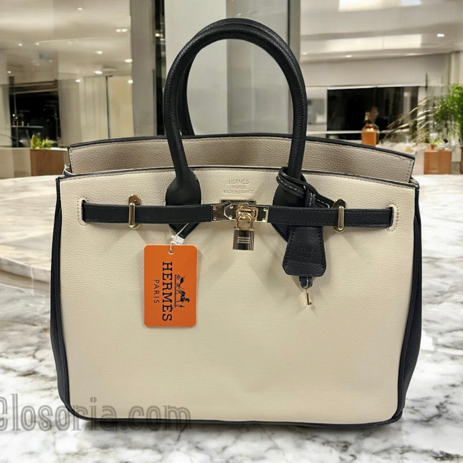 Hermes Birkin beige black (Big size 30x26)
