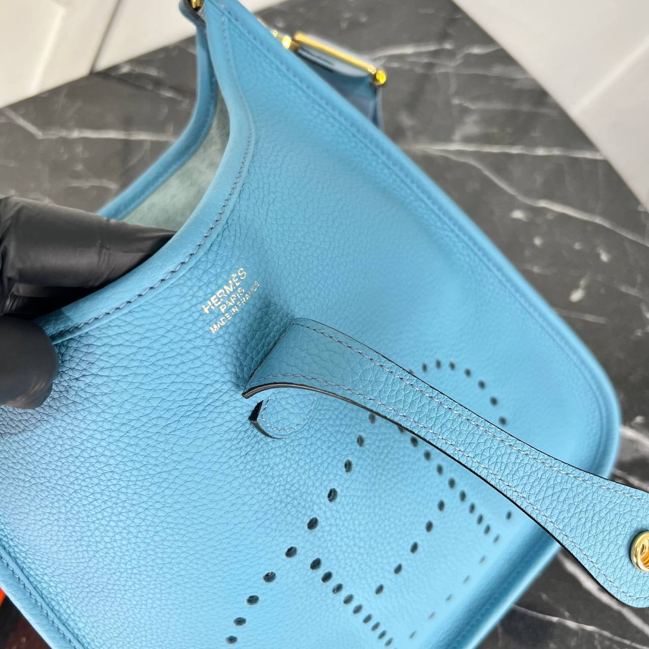 Hermes Evelyne light blue  big size( 30cm x 29cm)