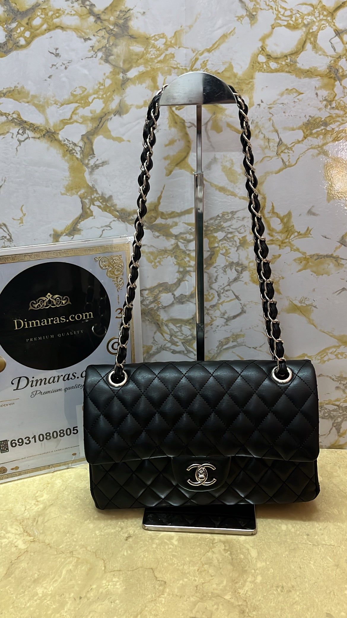 Chanel flap black silver(size27cm x 18 cm)
