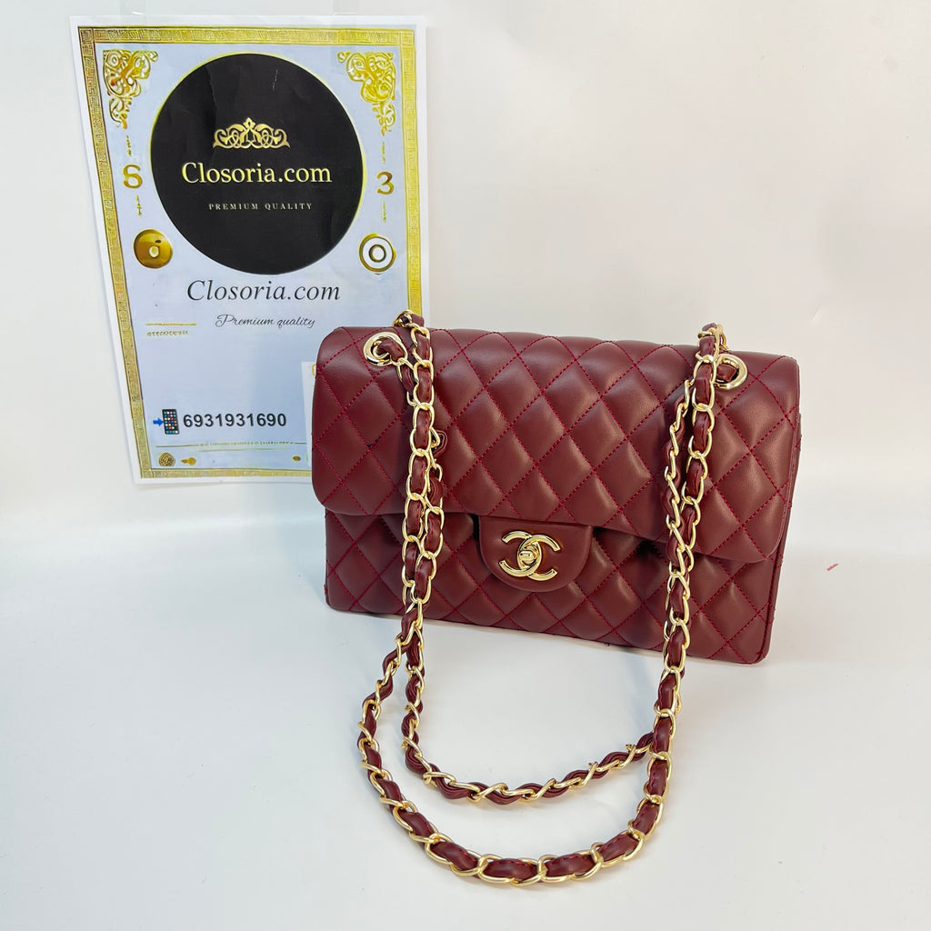 Chanel classic  flap burgundy (27cm x 18cm)