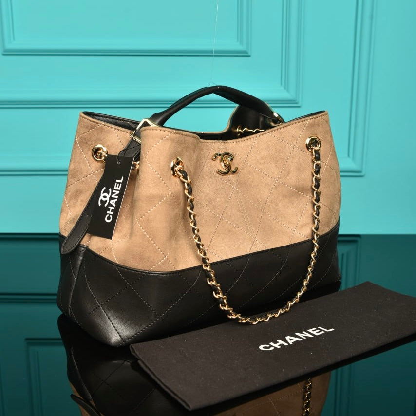 Chanel shopping bag black-beige(40cm x 28cm x 17cm)