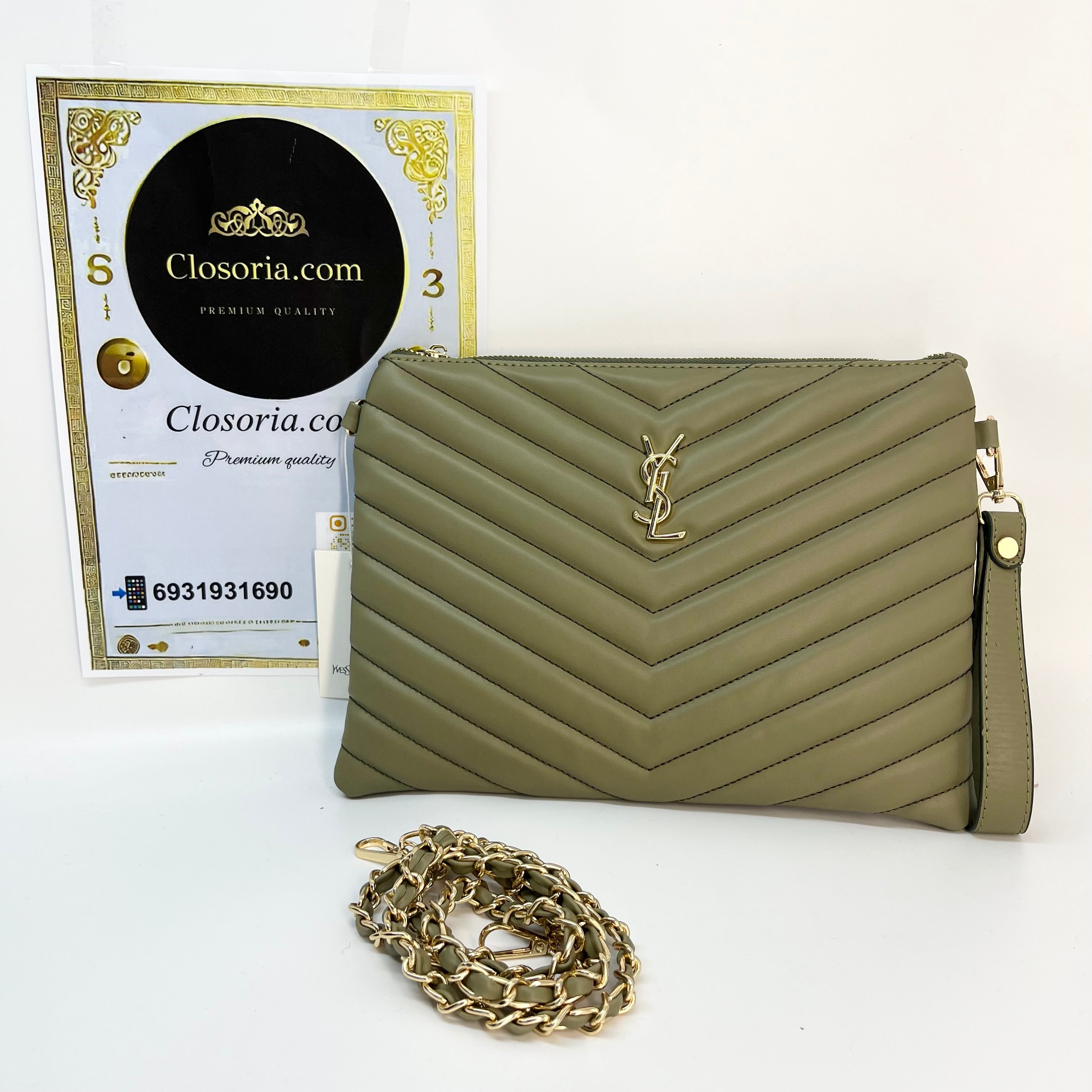 YSL ΦΑΚΕΛΟΣ KHAKI 28x23