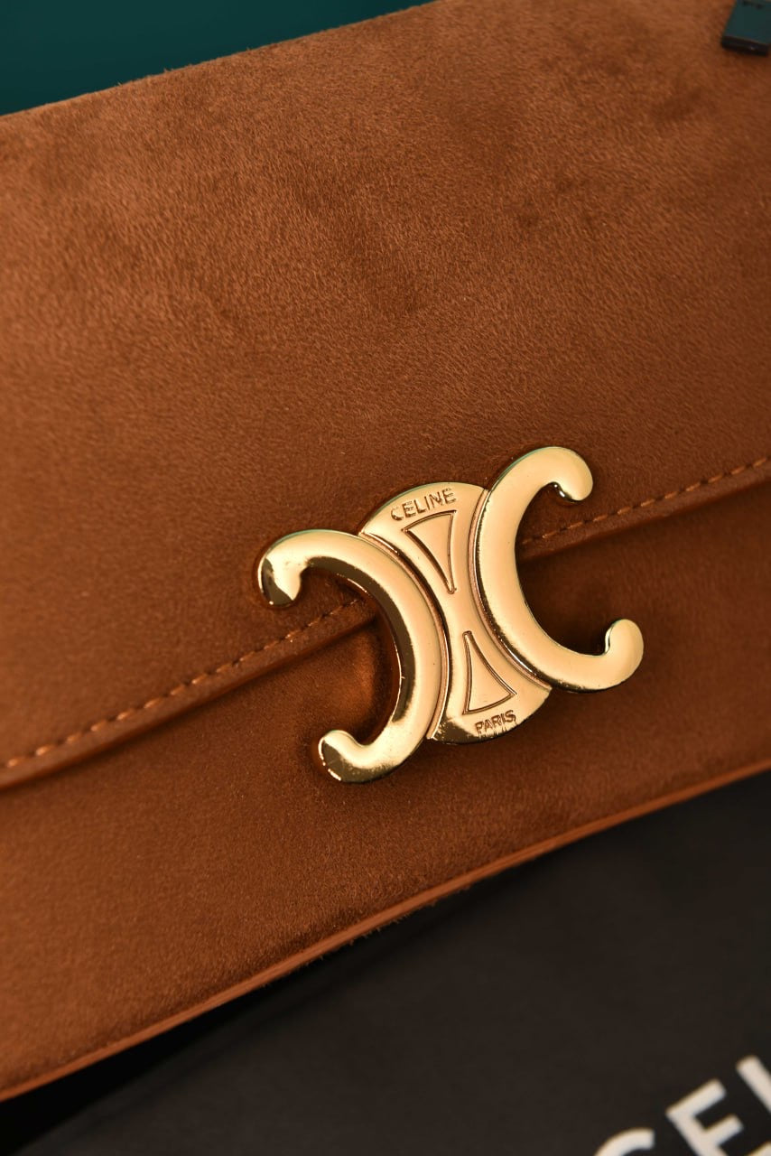 Celine Lola in shiny calfskin Taba suede(20cm x 11cm)