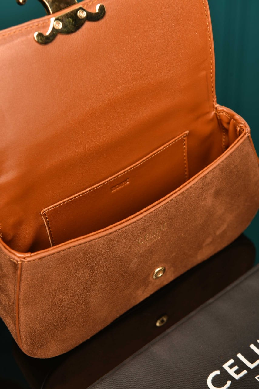 Celine Lola in shiny calfskin Taba suede(20cm x 11cm)