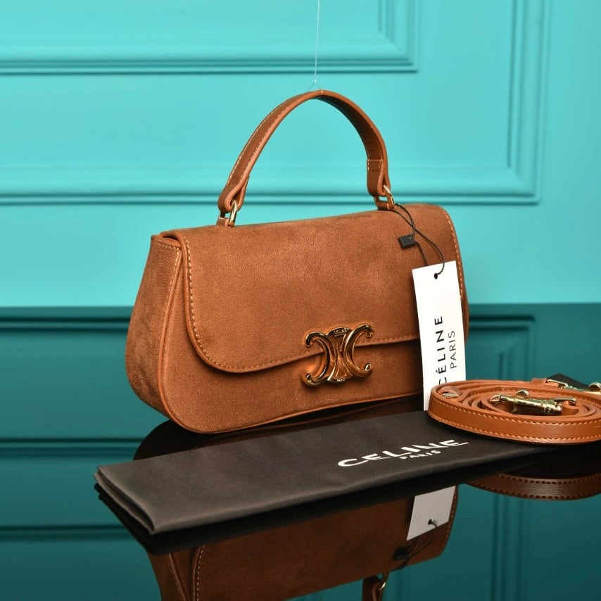 Celine Lola in shiny calfskin Taba suede(20cm x 11cm)