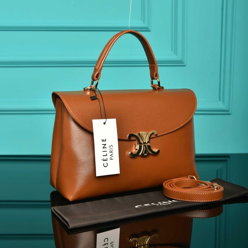 Celine medium nino bag in supple grained calfskin taba (25cm x 17.5cm)