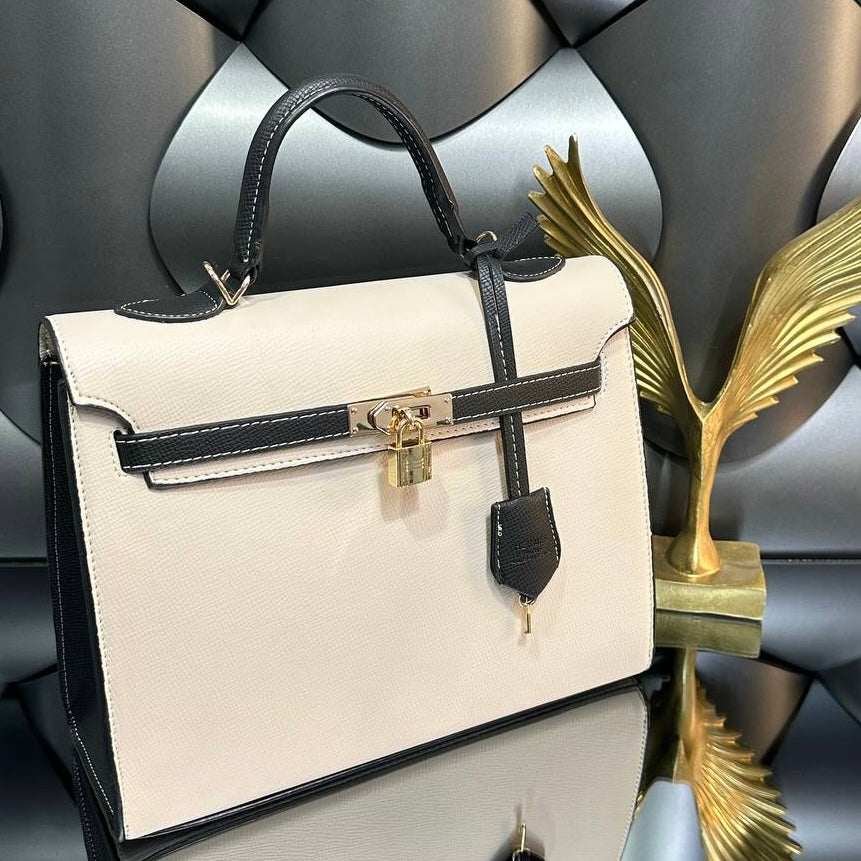 Hermes Kelly white-black  ( 30x24)