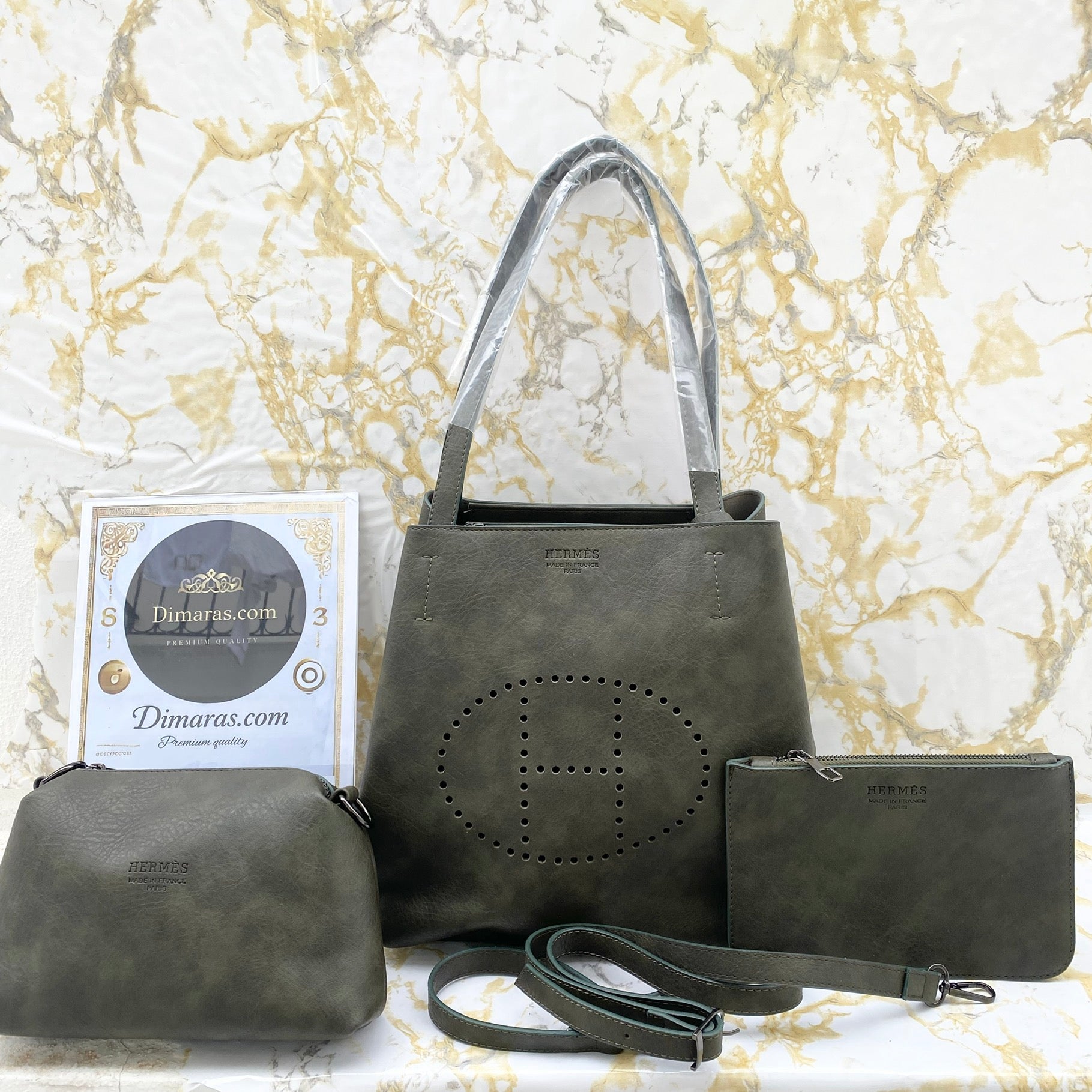 HERMES SHOULDER BAG KHAKI OIL (30cm x 27cm)