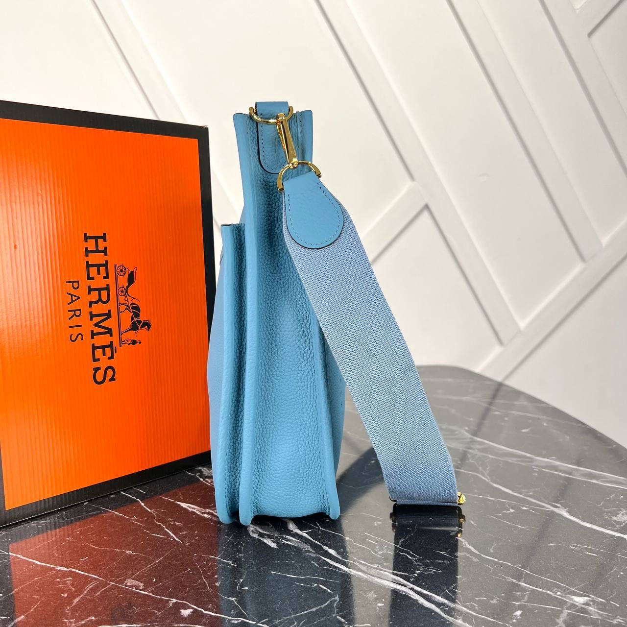 Hermes Evelyne light blue  big size( 30cm x 29cm)