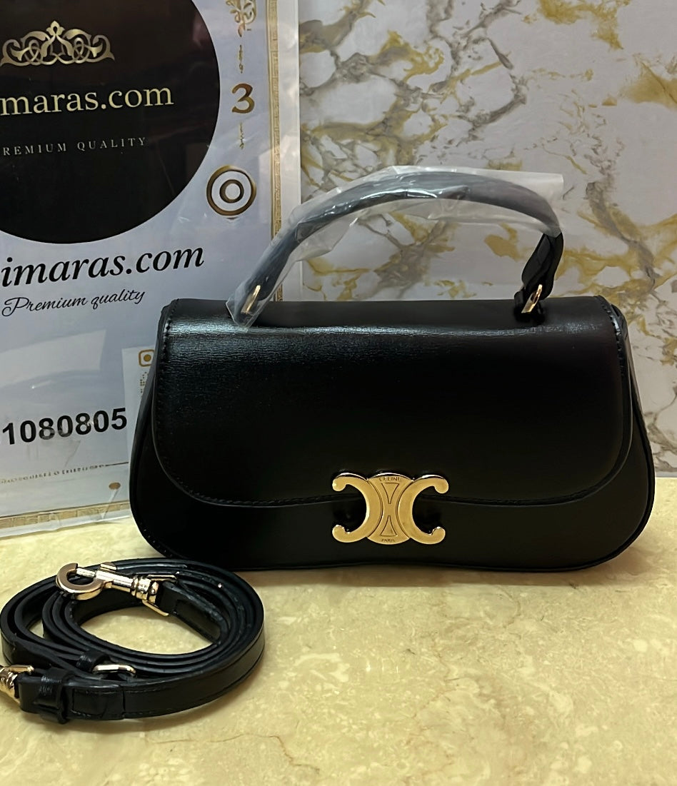 Celine Lola in shiny calfskin black(20cm x 11cm)