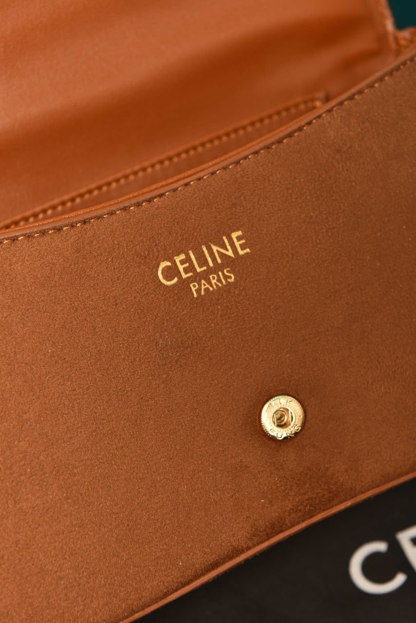 Celine Lola in shiny calfskin Taba suede(20cm x 11cm)