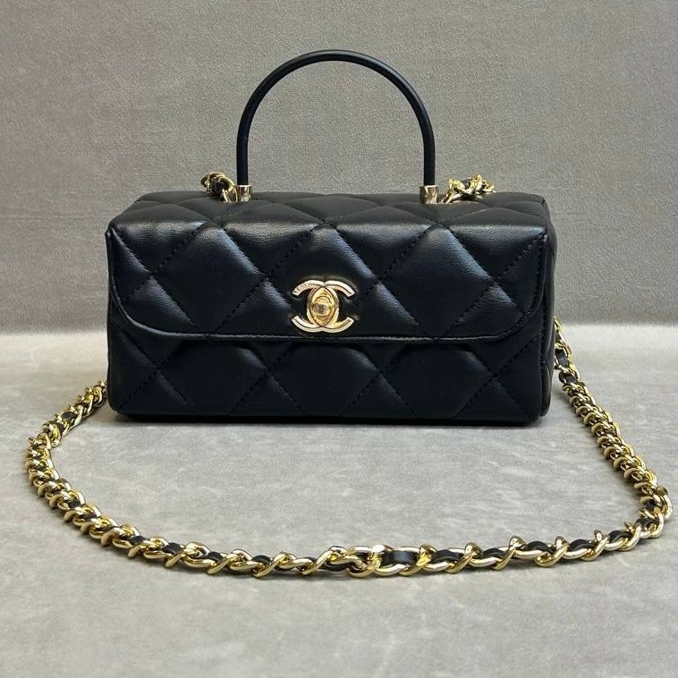 Chanel mini flap with top handle black