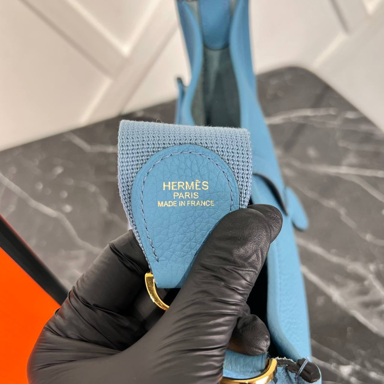 Hermes Evelyne light blue  big size( 30cm x 29cm)
