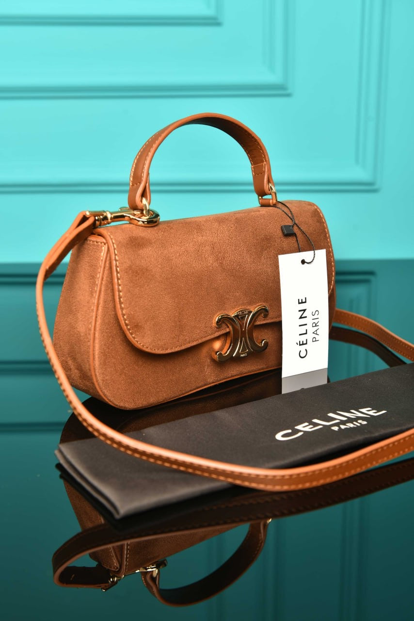 Celine Lola in shiny calfskin Taba suede(20cm x 11cm)