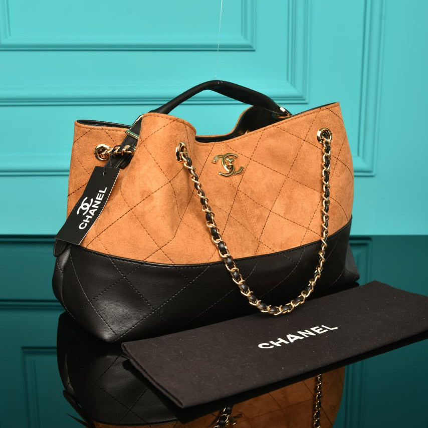 Chanel shopping bag black-brown(40cm x 28cm x 17cm) (Copy)