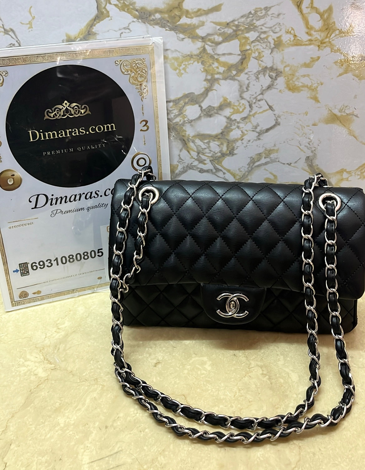 Chanel flap black silver(size27cm x 18 cm)