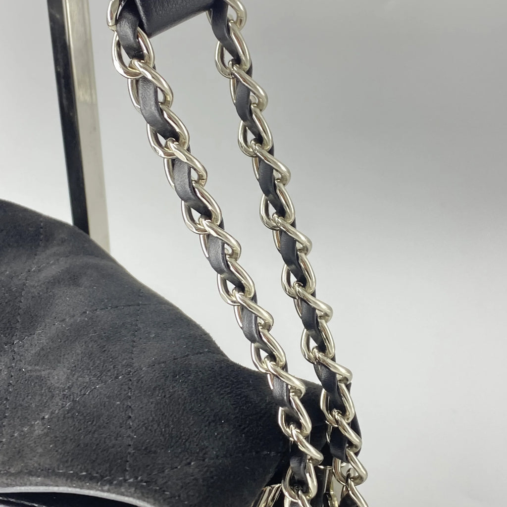 CHANEL HANDBAG BLACK SUEDE(Size 32x22)