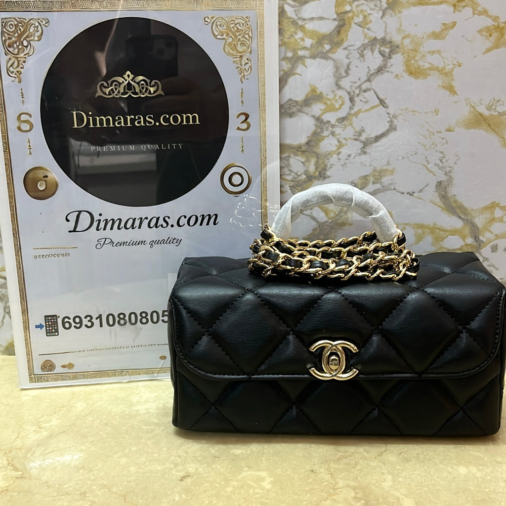 Chanel mini flap with top handle black