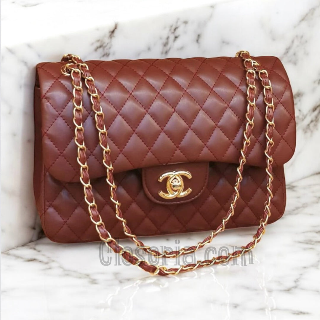 Chanel classic  flap burgundy (27cm x 18cm)