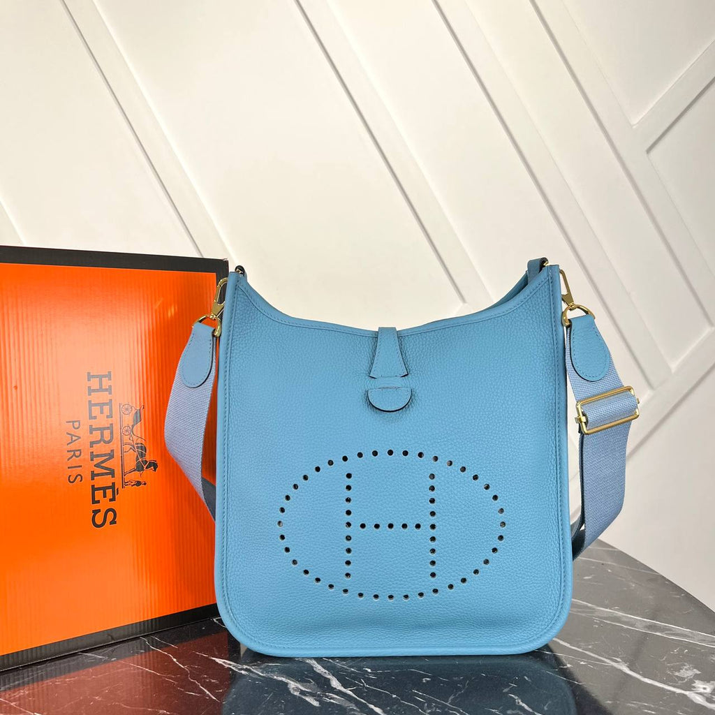 Hermes Evelyne light blue  big size( 30cm x 29cm)