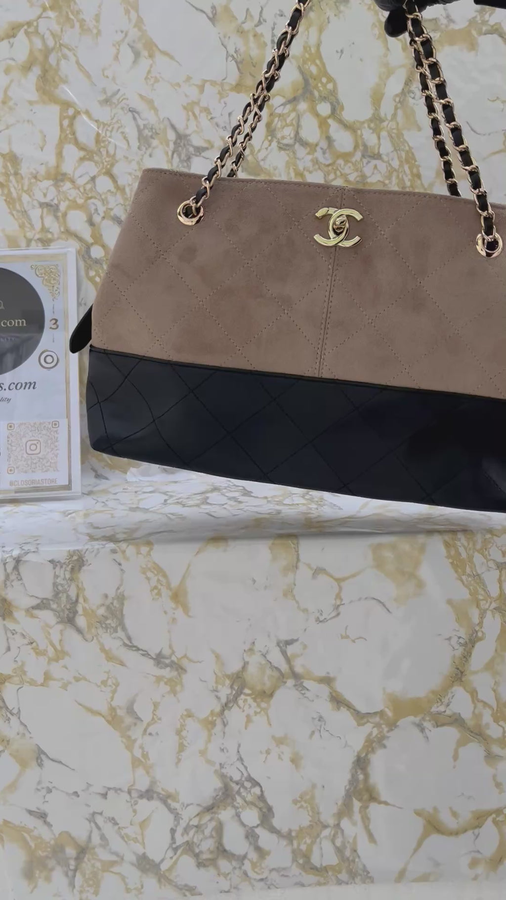 Chanel shopping bag black-beige(40cm x 28cm x 17cm)