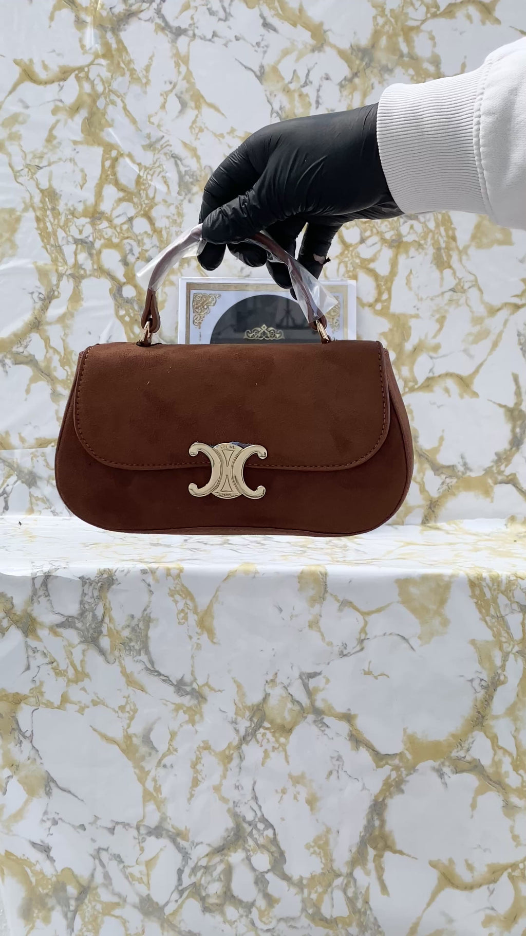 Celine Lola in shiny calfskin Taba suede(20cm x 11cm)