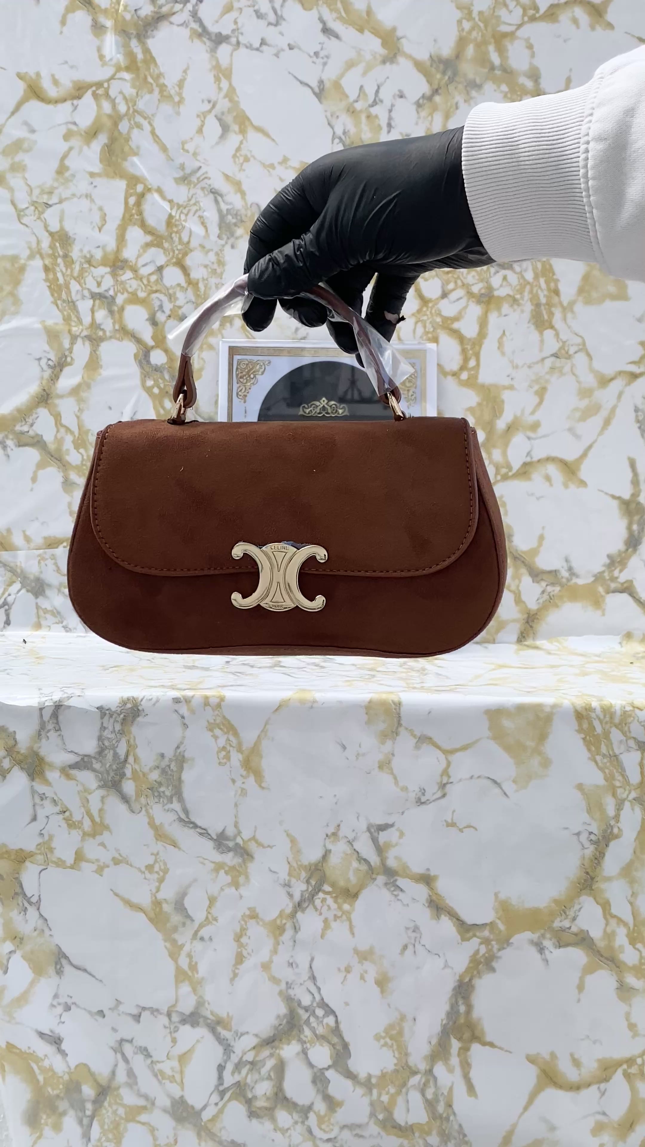 Celine Lola in shiny calfskin Taba suede(20cm x 11cm)